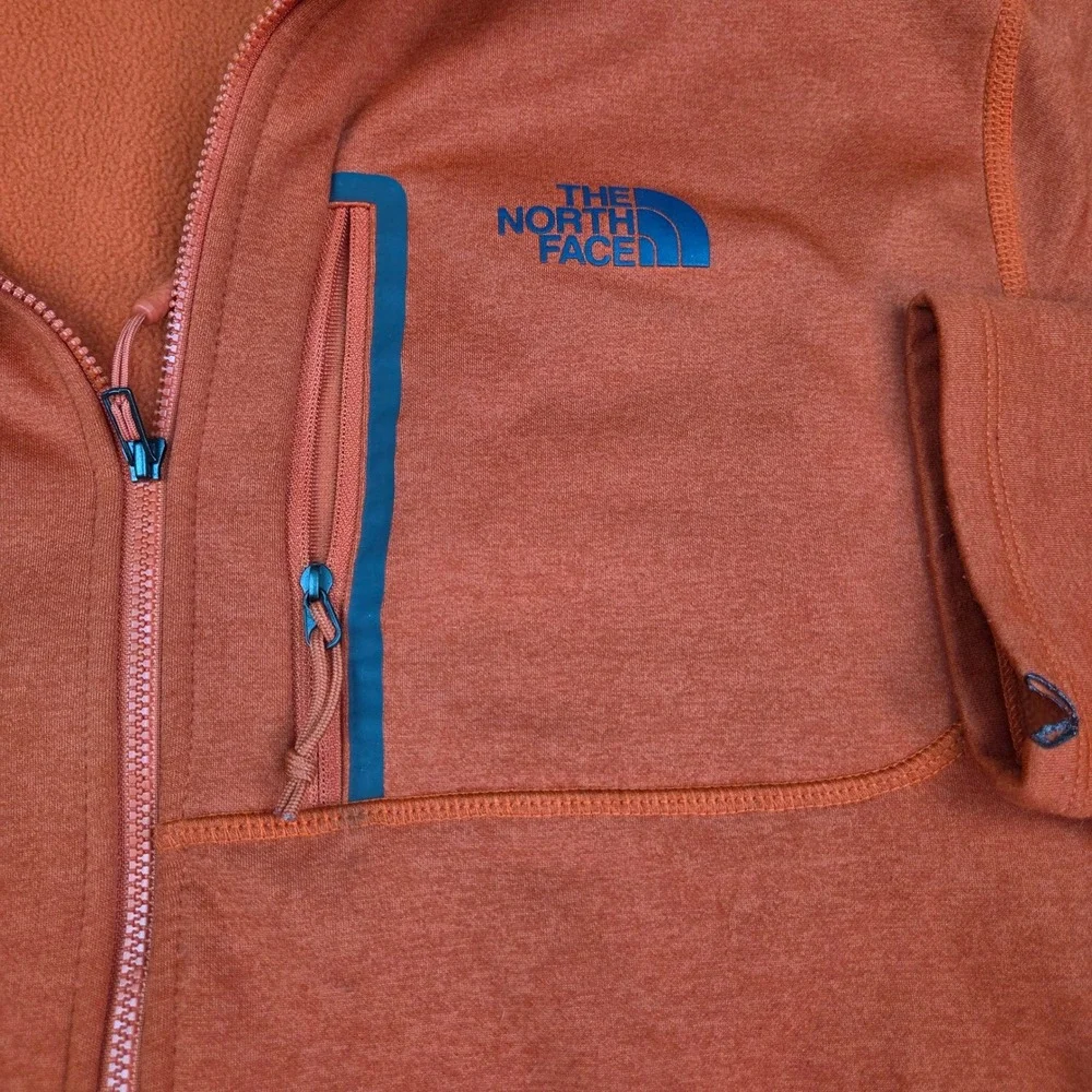 The North Face Fleece Jacket Mens L Full Zip Chest Pocket Brother's Logo Orange